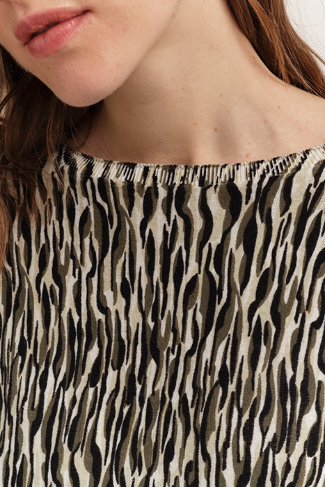 TECLA - ECRU KNITTED JUMPER WITH ABSTRACT ZEBRA PRINT 3