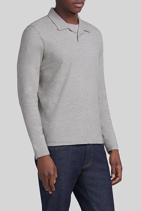 GREY UPCYCLED POLO SHIRT WITH TROMPE-L'OEIL COLLAR 5