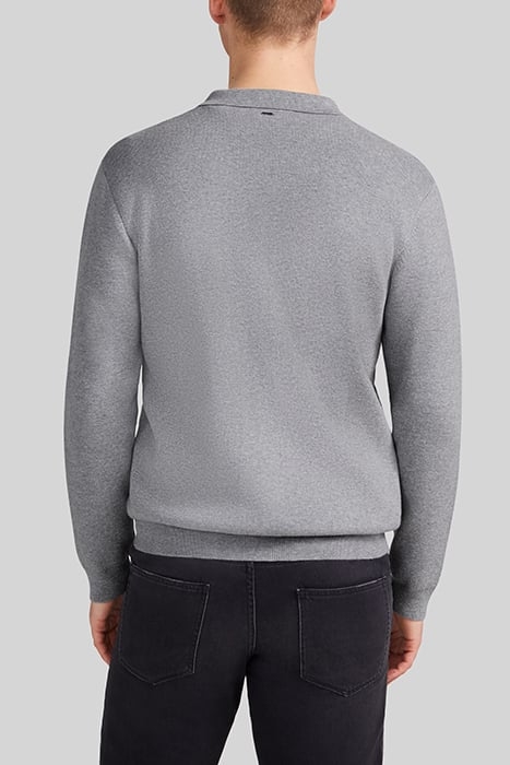 GREY KNIT ZIPPED SHIRT COLLAR CARDIGAN 2