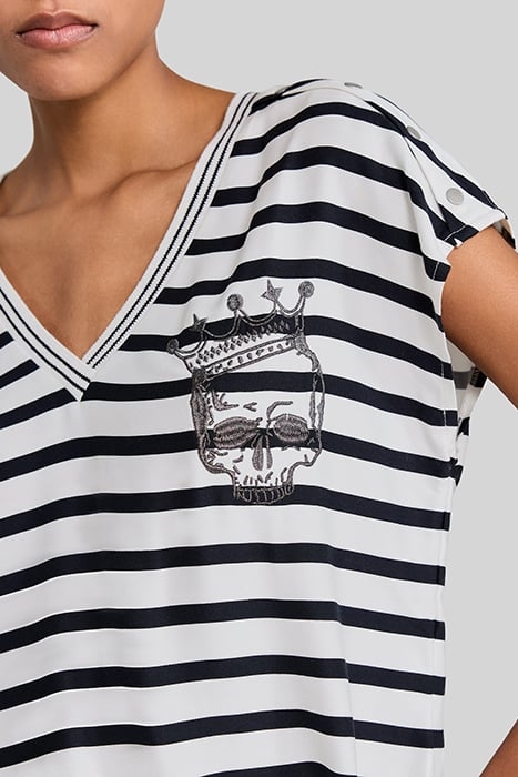 ECRU LENZING™ ECOVERO™ SAILOR-STRIPE TOP 8