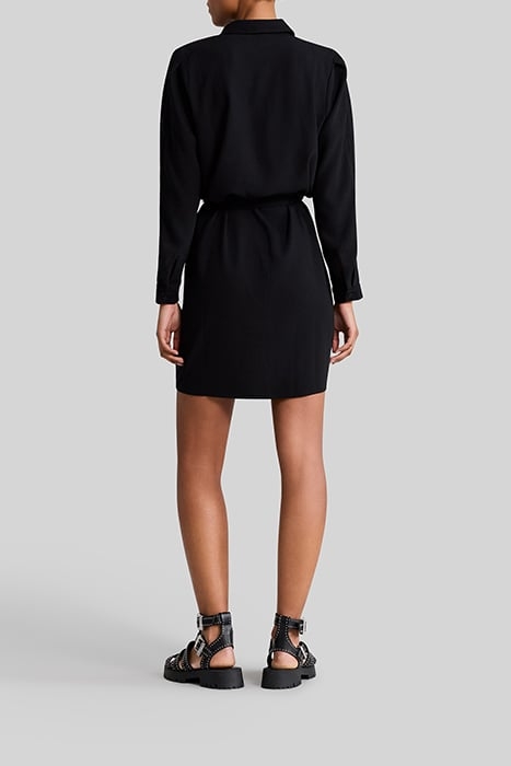BLACK RECYCLED SHIRT DRESS WITH GIPURES 4
