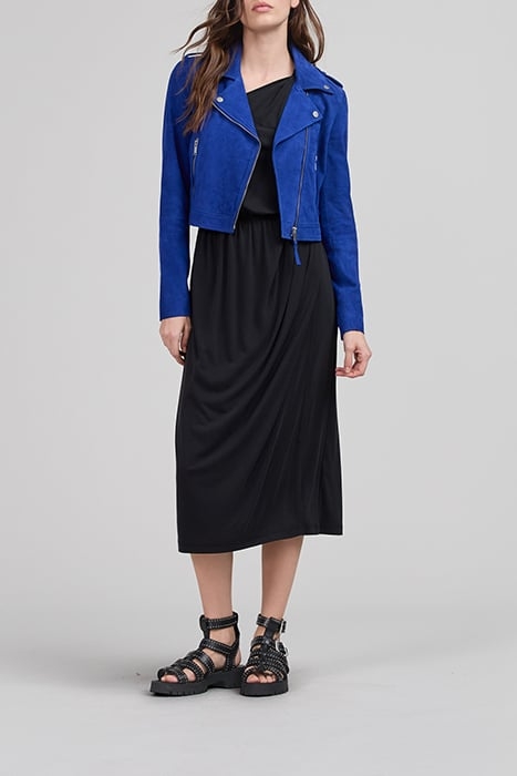 COBALT SUEDE BIKER-STYLE JACKET 3