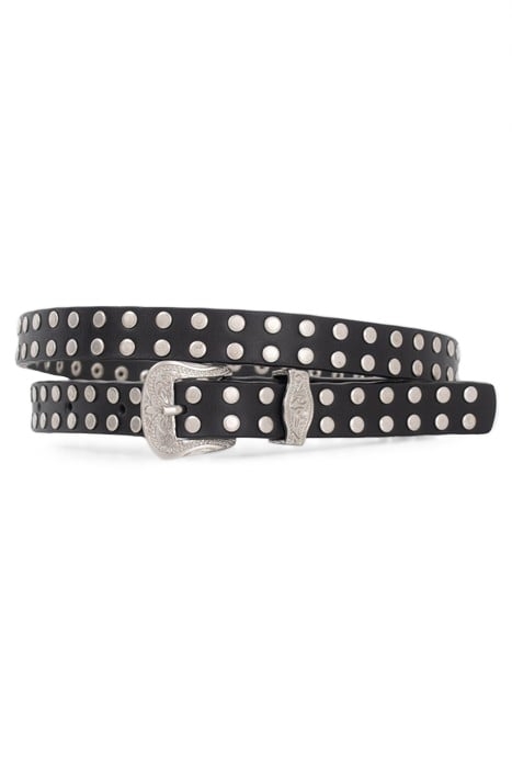 BLACK & SILVER LEATHER STUDDED DRESS BELTS 4