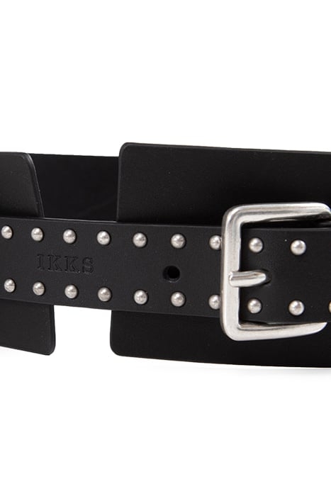 BLACK LEATHER DRESS BELT WITH STUDDED TAB 2