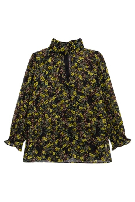 BLACK RECYCLED BLOUSE WITH FLORAL LEOPARD PRINT 5