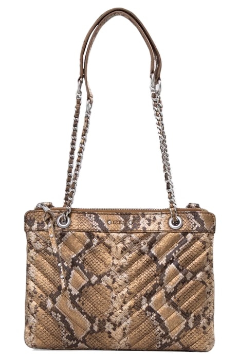 GOLD LEATHER PYTHON-LOOK 1440 REPORTER CLUTCH BAG 1