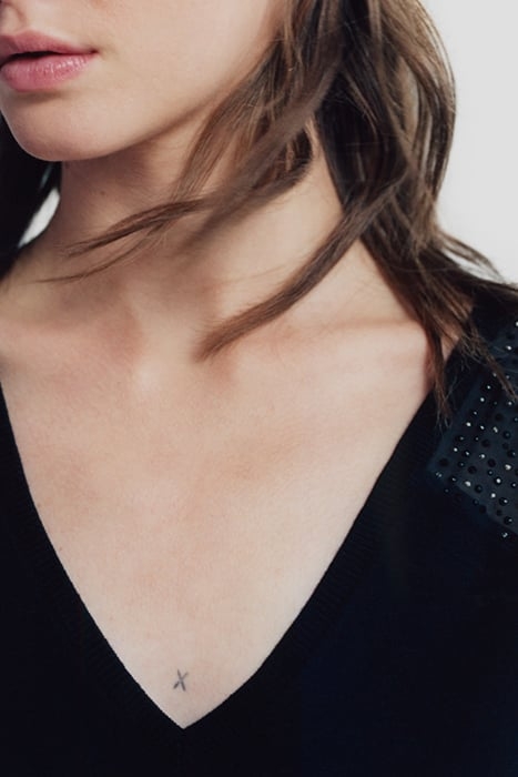 BLACK KNIT SHORT SLEEVE T-SHIRT WITH DIAMANTÉ 6