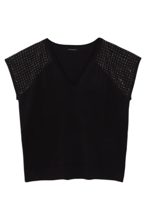 BLACK KNIT SHORT SLEEVE T-SHIRT WITH DIAMANTÉ 4