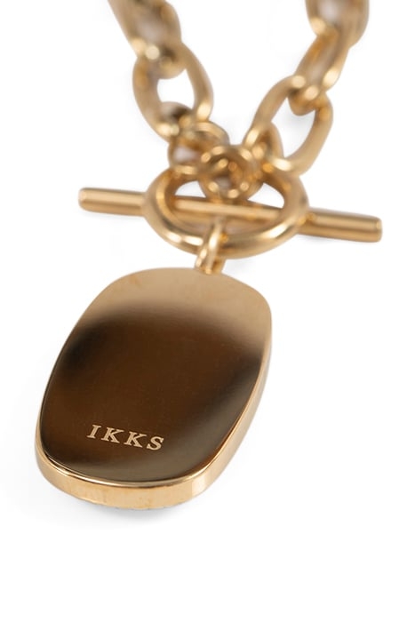 YELLOW CABLE LINK CHAIN NECKLACE, BLACK PENDANT 4