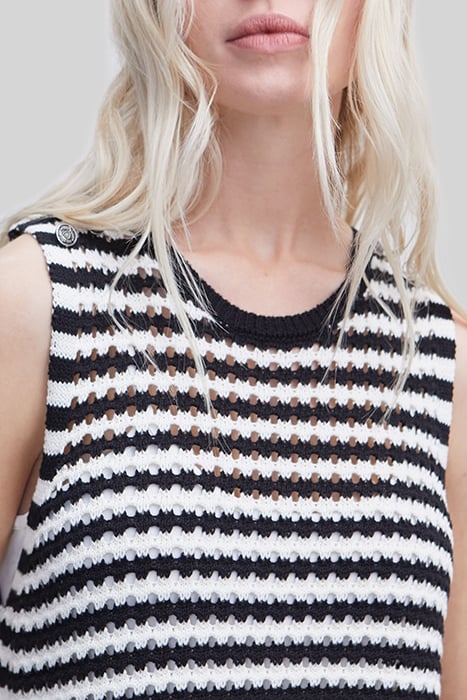 SAILOR-STRIPE OPENWORK KNIT LONG DRESS 5