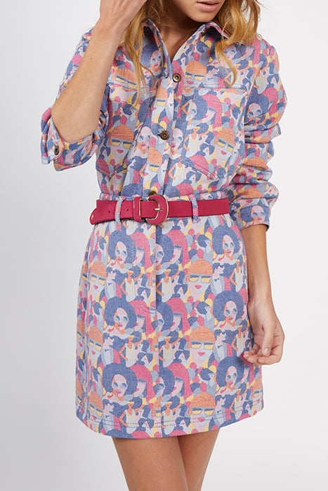 ROYAL BLUE SHORT SKIRT WITH WOMEN MOTIF JACQUARD 1