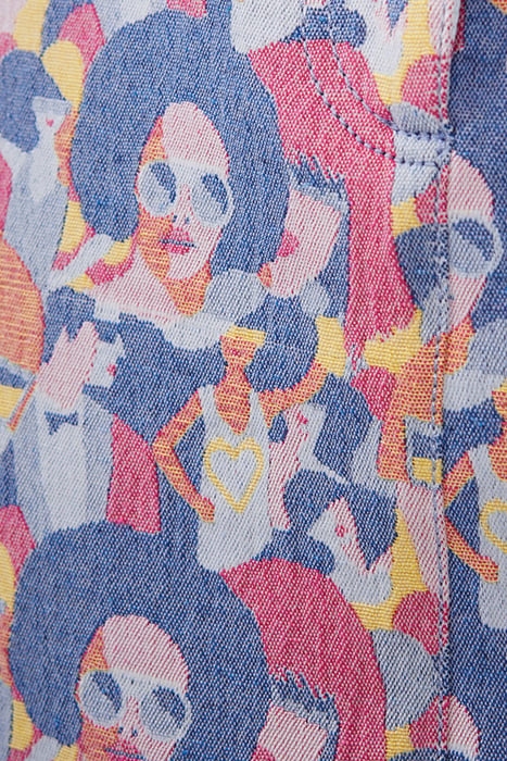 ROYAL BLUE SHORT SKIRT WITH WOMEN MOTIF JACQUARD 7