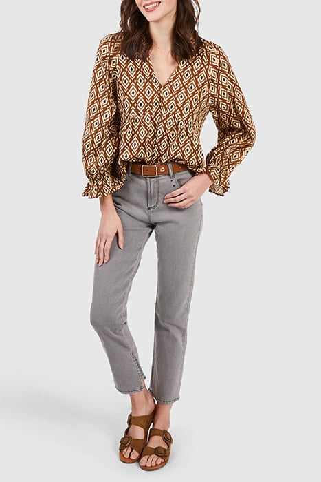 CAMEL ETHNIC BOHO PRINT BLOUSE 1