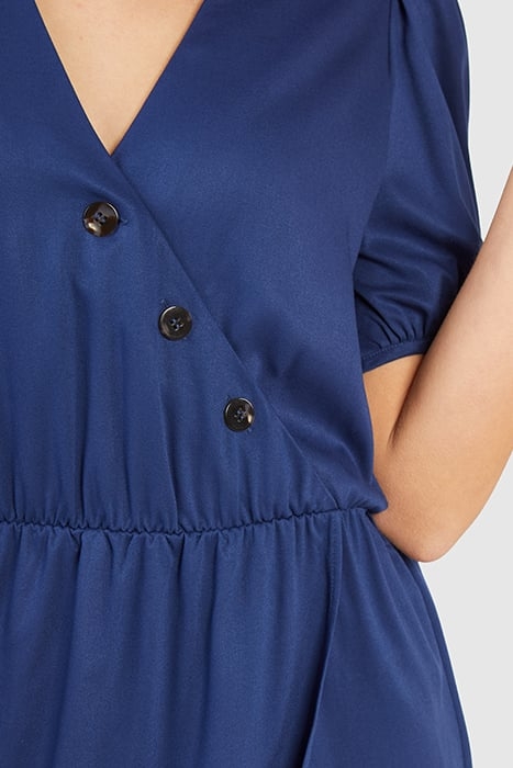 NAVY BUTTONED FLOWING WRAP DRESS 7