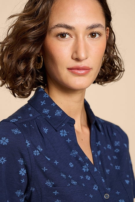 PENNY POCKET JERSEY SHIRT NAVY PRINT 6