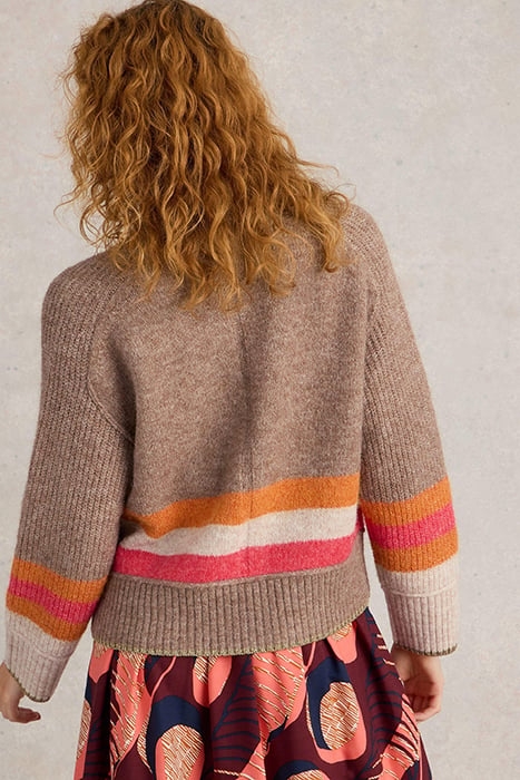 JUDI STRIPE CARDI NATURAL MULTI 2