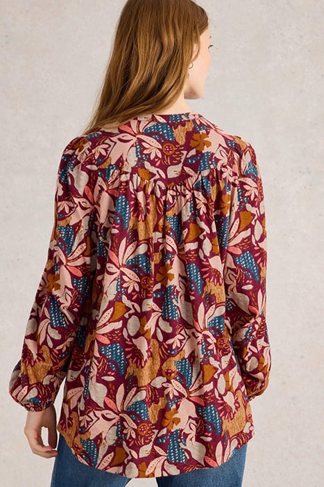 TERESA LONGLINE SHIRT PLUM PRINT 2