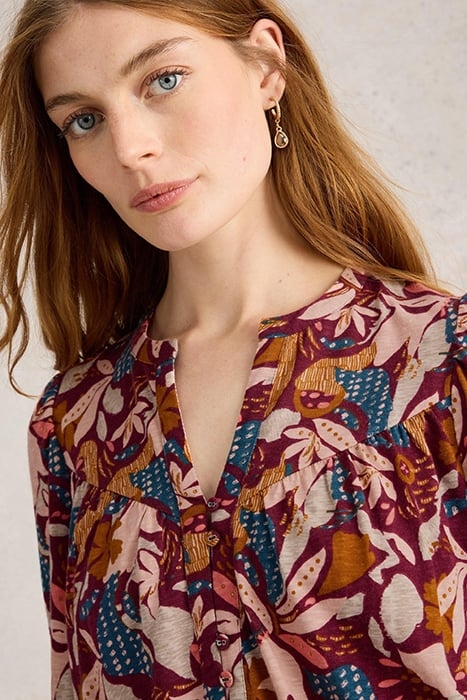 TERESA LONGLINE SHIRT PLUM PRINT 4