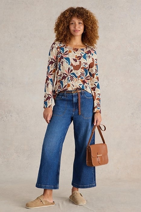 LONG SLEEVE WEAVER TEE NATURAL PRINT 1