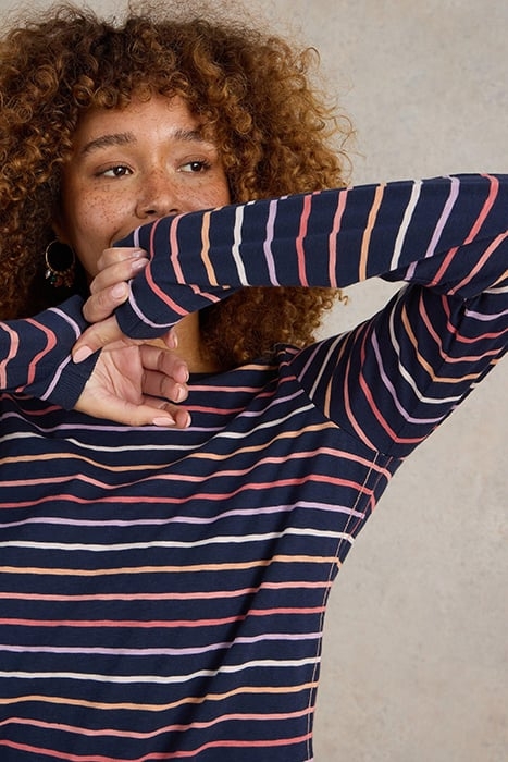 CLARA STRIPE LS TEE NAVY MULTI 5