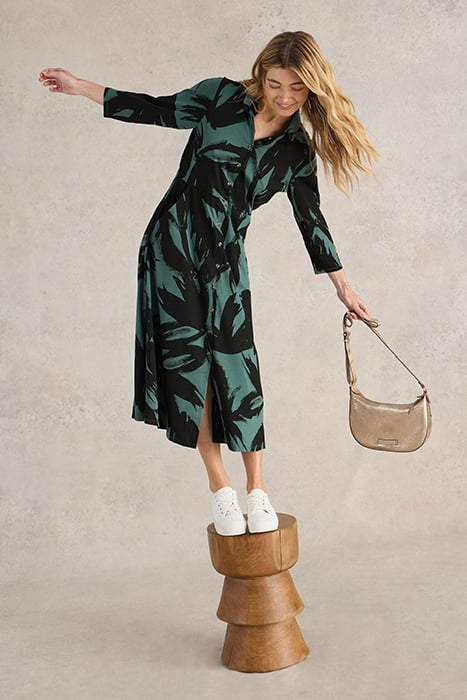 RUA JERSEY SHIRT DRESS GREEN PRINT 4