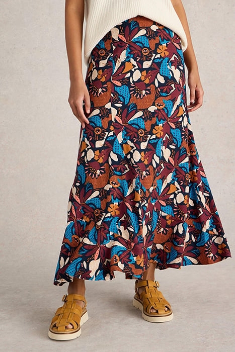 SARA MAXI SKIRT NAVY PRINT 1