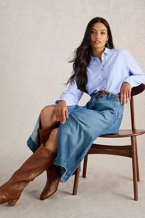 LAUREL LONGLINE COTTON SHIRT BLUE MULTI 5