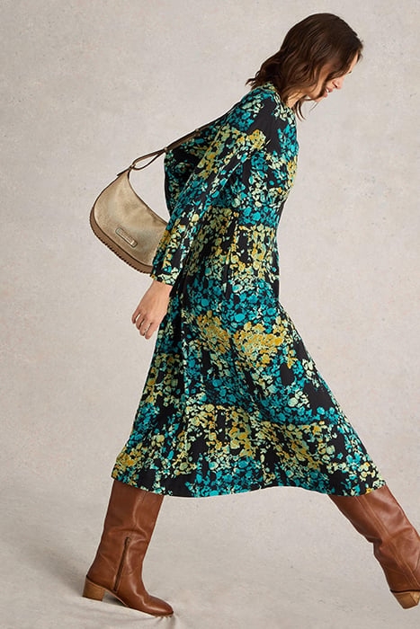 MEGAN JERSEY MIDI DRESS BLACK PRINT 4