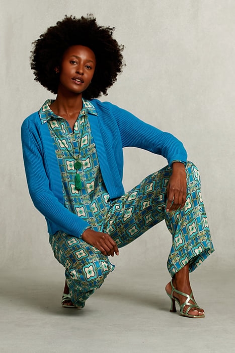 PETROL BASIC V-NECK CARDIGAN BLUE 3