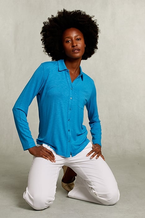 BLUE VISCOSE T-SHIRT WITH POCKET BLUE 3