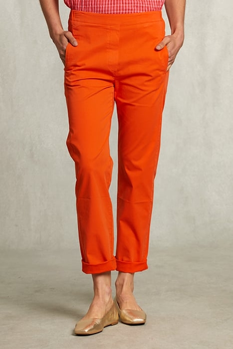 ORANGE COTTON PANTS ELASTIC WAIST ORANGE 1