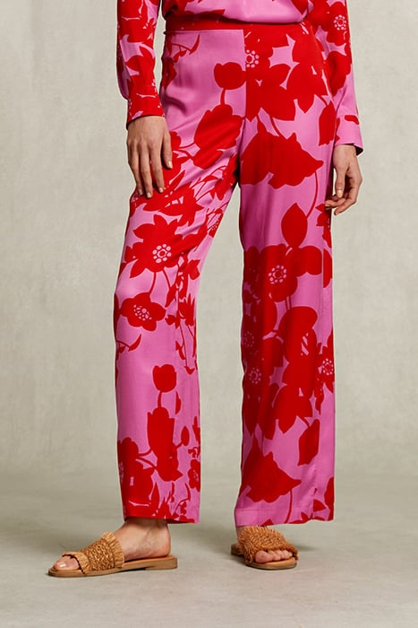 RED/PINK FLORAL PANTS ELASTIC WAIST PINK 1