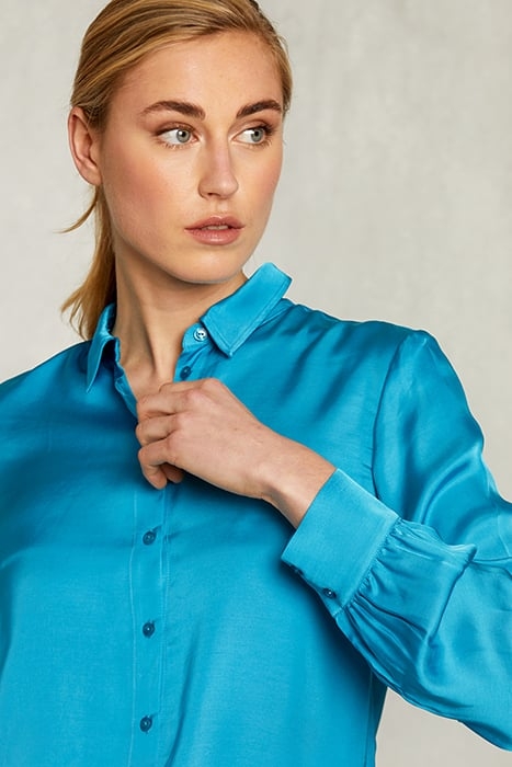 PETROL VISCOSE BLOUSE WITH BUTTONS BLUE 4