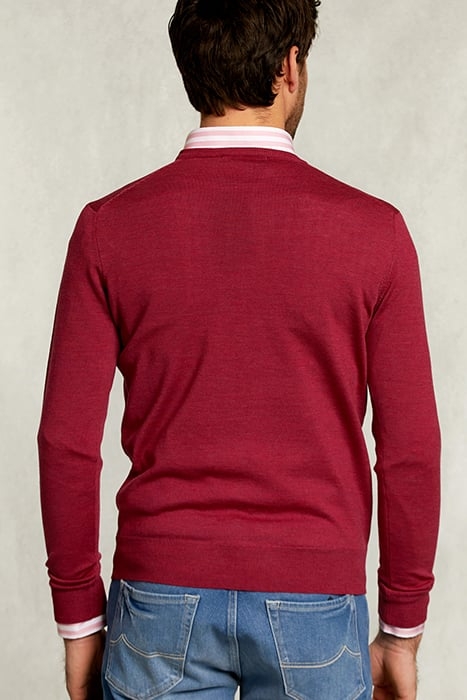 CUSTOM FIT MERINO V-NECK PULLOVER FRENCH BONBON MIX RED 2