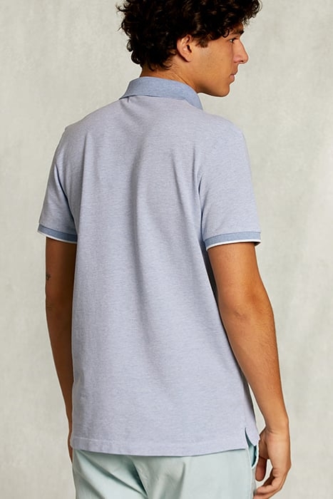 CUSTOM FIT COTTON POLO DARK OYSTER MIX BLUE 2
