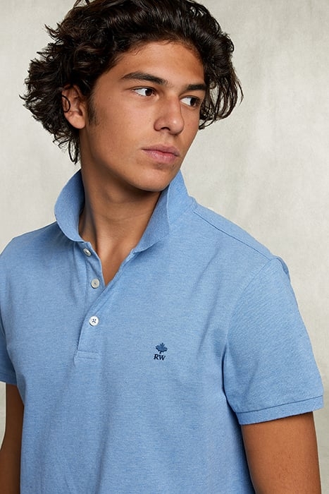 CUSTOM FIT PIMA COTTON POLO CHAMBRAY MIX BLUE 3