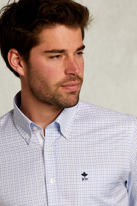 CUSTOM FIT CHECKED SHIRT WITH POCKET WHITE/BLUE BLUE 4