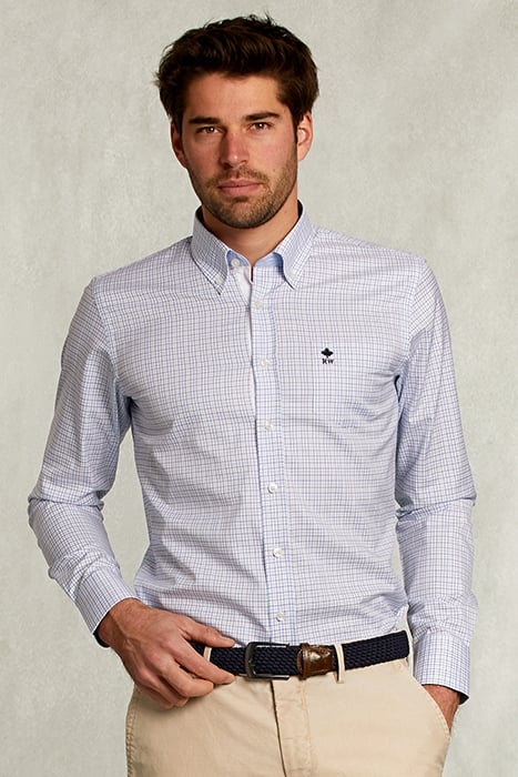CUSTOM FIT CHECKED SHIRT WITH POCKET WHITE/BLUE BLUE 1