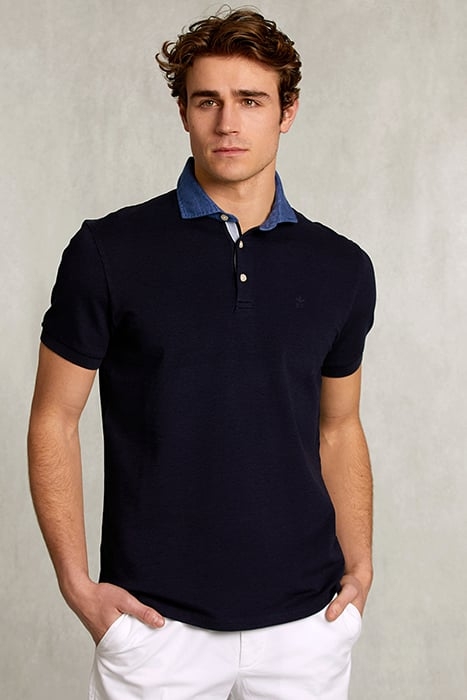 CUSTOM FIT COTTON POLO NAVY BLUE 1
