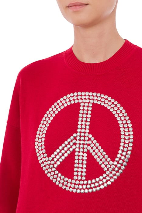 PEACE SYMBOL COTTON SWEATER RED 4