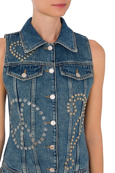 STUDDED SYMBOLS DENIM VEST BLUE 4