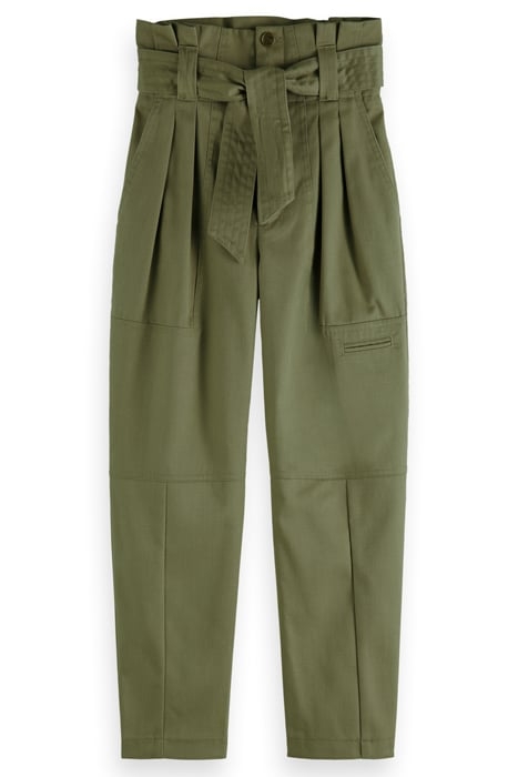 GIRLS PAPER BAG CARGO PANTS IN CLEAN TWILL ARMY 1