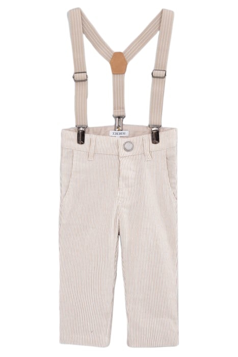 BABY BOYS’ BEIGE STRIPED OCCASIONWEAR TROUSERS WITH STRAPS 1