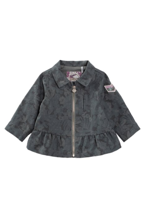 BABY GIRLS’ KHAKI DENIM SAFARI JACKET, XL FLOWERS 1