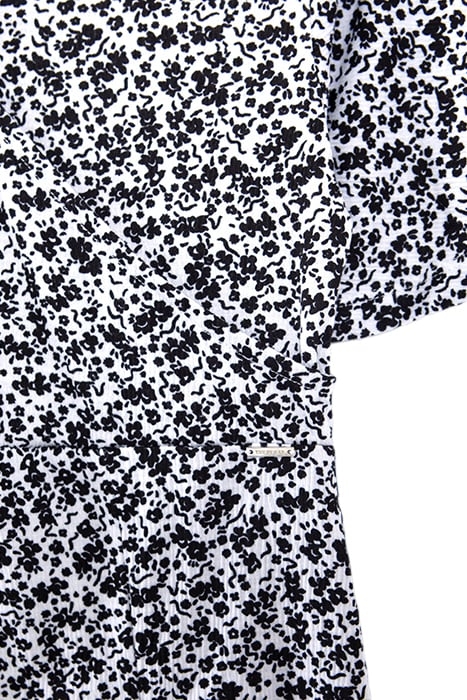 GIRLS' OFF-WHITE LONG DRESS WITH BLACK FLOWER PRINT 4