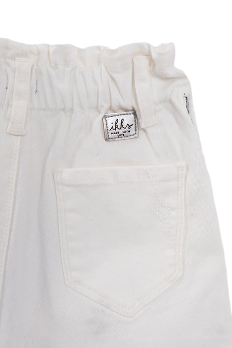 GIRLS' ECRU DENIM SHORTS WITH EMBROIDERED BRAID DOWN SIDES 6