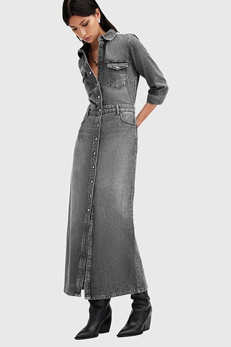 BLAIR LS DENIM DRESS WASHED BLACK 5