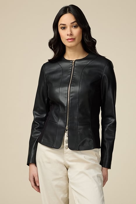 SLIM FIT WINTER JACKET IN COATED FABRIC BLACK 1