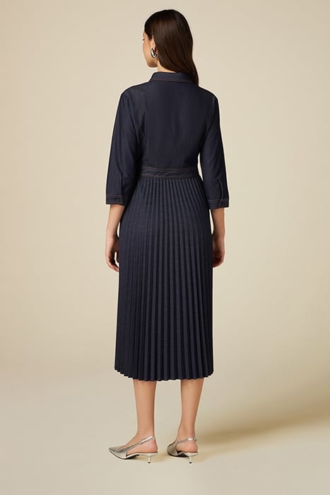 DENIM DRESS WITH PLEATED SKIRT BLUE 2