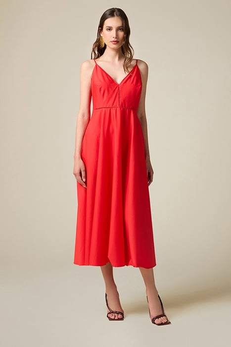 LONG SUMMER POPLIN DRESS RED 1